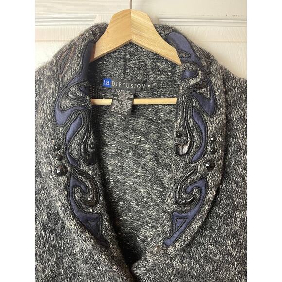 Vintage I.B. Diffusion Grey Wool Blend Cardigan Women's Size M - Picture 3 of 7